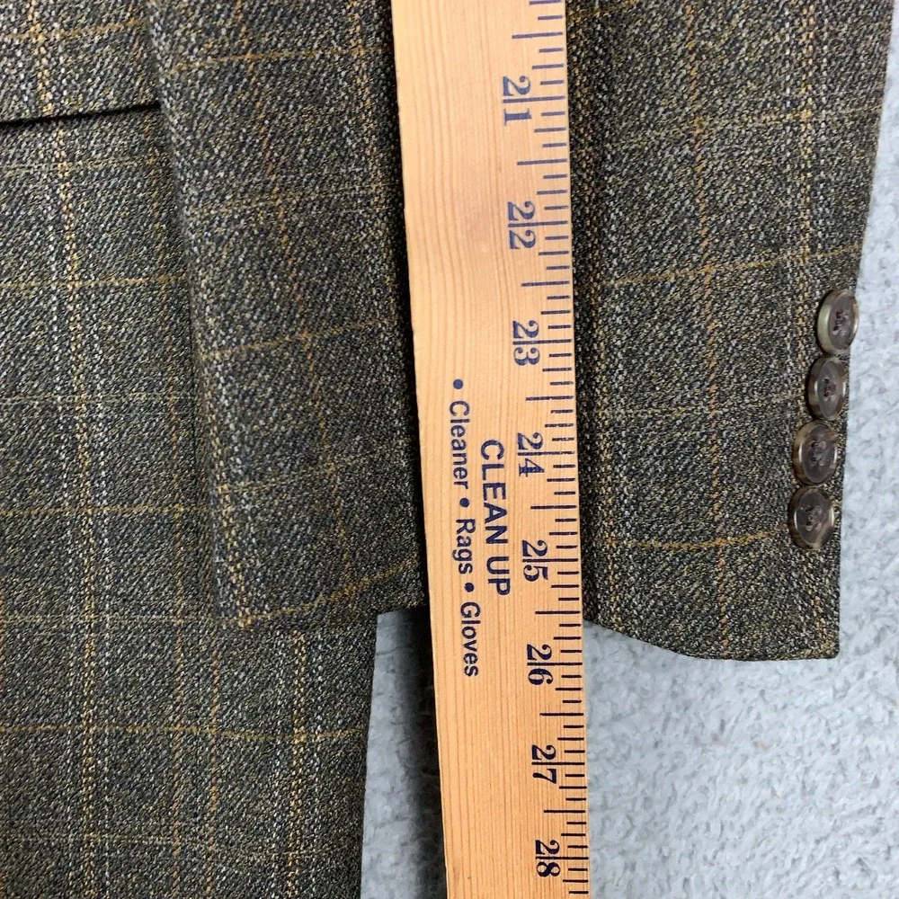 Hart Schaffner Marx Sport Coat Mens 44L Brown Plaid Studio Collection Blazer VTG
